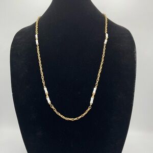 Vintage Sarah Coventry Gold Tone White Bead Chain Necklace